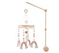 Supporto per fasciatoio, per bambini, con lune e nuvole, con decorazioni da appendere, ciondolo a forma di campanella da letto con stelle in legno, per ragazze