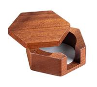Supporto per filtro da caffè, 12 x 12 x 4,5 cm, con coperchio magnetico, supporto in legno rustico per carta da 51 mm, 53 mm, 58 mm, scatola portaoggetti naturale, per panetteria, sala da pranzo