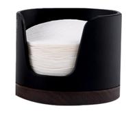 Supporto per filtro da caffè realizzato in organizer per filtri in carta di legno con coperchio in stile retrò, protetto dalla polvere | Dispenser di filtri rotondi nel design della casa della