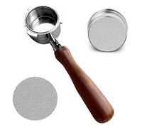 Supporto per filtro senza fondo, 51 mm, con filtro a disco, con manico in legno massiccio, compatibile con macchina per caffè espresso DeLonghi EC680/EC685