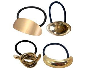 Supporto per fiocchi di capelli in metallo, fiocchi di capelli in metallo - 4 supporti elastici per coda di cavallo geometrici, supporto decorativo per coda di cavallo, fiocco per il, supporto dorato