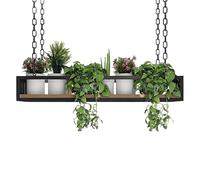 Supporto per fiori e piante da soffitto, scaffale galleggiante per riporre pentole e padelle da cucina, mensola espositiva sospesa in metallo e ferro, portabottiglie per ristorante e bar(120x25x15cm)