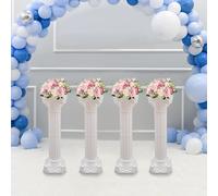 Supporto per fiori in plastica a colonna romana, 4 pezzi, statua a colonna per matrimoni, feste di compleanno, giardino, supporto per vasi da fiori