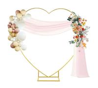 Supporto per fondale ad arco per matrimonio a forma di cuore, 6,5 piedi, con cornice per fiori, archi per palloncini con base per cerimonia nuziale, festa di compleanno, addio