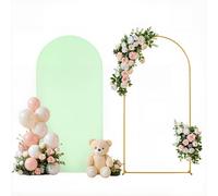 Supporto per fondale e copertura per arco nuziale, struttura ad arco in metallo dorato con coperture in spandex per cerimonia nuziale, festa di compleanno, baby shower(Green,6x2.6FT)