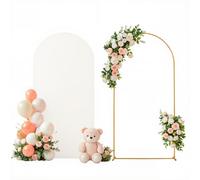 Supporto per fondale e copertura per arco nuziale, struttura ad arco in metallo dorato con coperture in spandex per cerimonia nuziale, festa di compleanno, baby shower(Ivory,6x2.6FT)