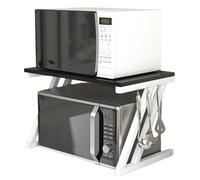 Supporto per forno a microonde a 2 livelli, robusto ripiano da cucina per elettrodomestici e pentole, design salvaspazio, facile da montare, soluzione moderna per casa e cucina