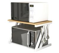 Supporto per forno a microonde a 2 livelli, robusto ripiano da cucina per elettrodomestici e pentole, salvaspazio, facile da montare, design moderno, perfetto per piccole cucine e organizzazione