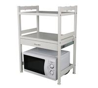 Supporto per forno a microonde a 3 livelli, con ganci, in acciaio al carbonio, per organizzare il bancone della cucina (bianco)