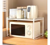 Supporto per forno a microonde, organizer in metallo a doppio livello per bancone della cucina, design indipendente, mensola da cucina salvaspazio, 50,9/59,2 cm