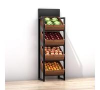 Supporto per frutta e verdura a 4 ripiani, in legno, staccabile, per patate, cipolle, supermercati o vino