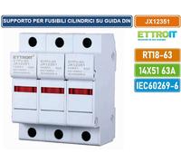 SUPPORTO PER FUSIBILI CILINDRICI BASE RT18-63 3P GUIDA DIN 14 X 51MM DC 1500V