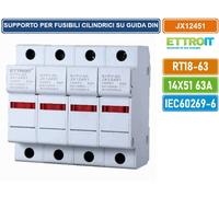 SUPPORTO PER FUSIBILI CILINDRICI BASE RT18-63 4P GUIDA DIN 14 X 51MM DC 1500V