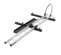 Supporto per gancio di traino in alluminio resistente, capacità di carico di 181,4 kg, design a doppio braccio, include limitatore di pneumatici e pratiche cinghie per moto da cross, ATV e scooter