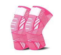 Supporto per Ginocchio da Uomo e Donna Ginocchiera Elastica Sportiva Tutore Ginocchio Fasce Ginocchio per Artrite, Dolore alle Articolazioni, Lesioni dei Legamenti Menisco e Rotula (L, rosso rosa)