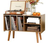 Supporto per giradischi con contenitore in vinile, può contenere fino a 136 kg, grande armadietto da tavolo per album con supporto in vinile, supporto girevole in legno, per camera da letto e