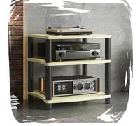 Supporto per giradischi in legno 3 livelli AV Media Cabinet per Home Theater HiFi Stereo System Rack Finitura Acero 60x48x65.5CM Audio Console Storage