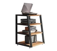 Supporto per giradischi in vinile color noce chiaro, mensola angolare a 4 livelli e scaffale per soggiorno, sala giochi, studio musicale - Slish Ste Cabinet & Sto Solut