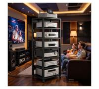Supporto Per Giradischi Mobile DVD Per La Casa, L'ufficio E Il Teatro | Supporto Audio Av Tower Media Stand, Ripiano Per Console Per Videogiochi, Con Ripiano Regolabile(Nero,7-tier)