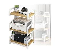supporto per giradischi, Mobile portaoggetti multimediale con design a 3 livelli, mobiletto porta media audio video con struttura in legno regolabile in altezza, mobiletto for componenti in legno