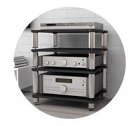 Supporto per giradischi, rack audio in MDF a 4 livelli, armadietto multimediale multifunzionale con assorbimento degli urti per centro di intrattenimento