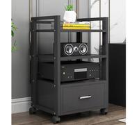 Supporto per giradischi regolabile in altezza a 3 livelli, versatile armadio stereo angolare per archiviazione multimediale, ideale per proiettori, TV Box, router e altoparlanti