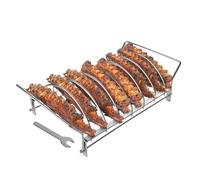 Supporto per griglia in acciaio inox, 35 x 19 x 10 cm, design a fessura verticale, circolazione uniforme del calore, supporto per barbecue per affumicatori accessori per bacchette di maiale e manzo