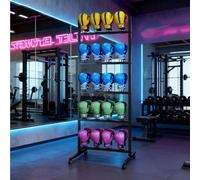 Supporto per guantoni da boxe, può contenere 20 paia, scaffale portaoggetti Showshelves con ruote, per palestre di boxe, negozi e sale di allenamento(Black)
