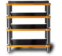 Supporto per Hi-Fi a 4 livelli in legno massello con ripiano audio per amplificatori e dispositivi, nero, 60 x 78 x 48 cm