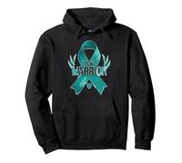 Supporto per i sopravvissuti di Teal Warrior Ribbon Awareness Felpa con Cappuccio, Unisex per Adulti, Nero, XL