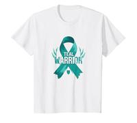 Supporto per i sopravvissuti di Teal Warrior Ribbon Awareness Maglietta, Bambini, Bianco, 4 Anni