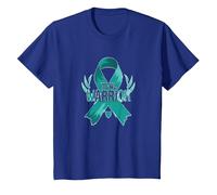 Supporto per i sopravvissuti di Teal Warrior Ribbon Awareness Maglietta, Bambini, Blu Reale, 12 Anni