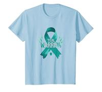 Supporto per i sopravvissuti di Teal Warrior Ribbon Awareness Maglietta, Bambini, Celeste, 8 Anni