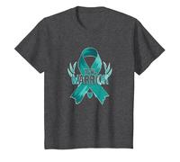 Supporto per i sopravvissuti di Teal Warrior Ribbon Awareness Maglietta, Bambini, Grigio Scuro, 3 Anni