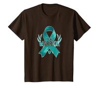 Supporto per i sopravvissuti di Teal Warrior Ribbon Awareness Maglietta, Bambini, Marrone, 2 Anni