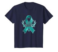 Supporto per i sopravvissuti di Teal Warrior Ribbon Awareness Maglietta, Bambini, Navy, 4 Anni