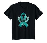 Supporto per i sopravvissuti di Teal Warrior Ribbon Awareness Maglietta, Bambini, Nero, 4 Anni