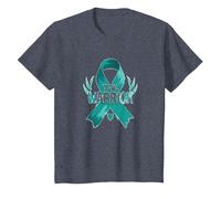 Supporto per i sopravvissuti di Teal Warrior Ribbon Awareness Maglietta, Bambini, Pervinca, 3 Anni