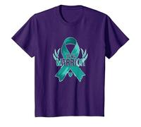 Supporto per i sopravvissuti di Teal Warrior Ribbon Awareness Maglietta, Bambini, Viola, 4 Anni