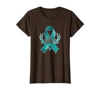 Supporto per i sopravvissuti di Teal Warrior Ribbon Awareness Maglietta, Donna, Marrone, 3XL