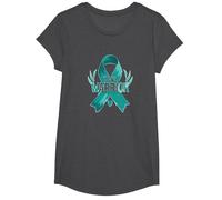 Supporto per i sopravvissuti di Teal Warrior Ribbon Awareness Maglietta, Ragazze, Grigio Scuro, M