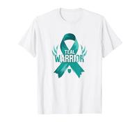 Supporto per i sopravvissuti di Teal Warrior Ribbon Awareness Maglietta, Uomo, Bianco, M