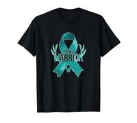 Supporto per i sopravvissuti di Teal Warrior Ribbon Awareness Maglietta, Uomo, Nero, 3XL