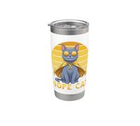 Supporto per il cancro infantile con nastro blu giallo russo Hope Cat Bicchiere termico in acciaio inox doppia parete