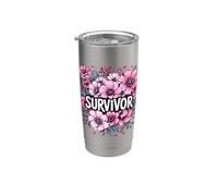 Supporto per il mese della sensibilizzazione al cancro al seno con nastro rosa sopravvissuto Bicchiere termico in acciaio inox doppia parete