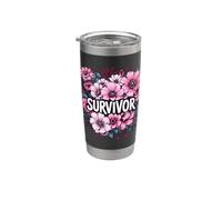 Supporto per il mese della sensibilizzazione al cancro al seno con nastro rosa sopravvissuto Bicchiere termico in acciaio inox doppia parete