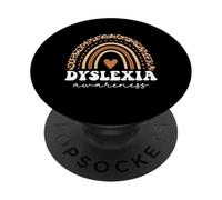 Supporto per la consapevolezza della dislessia Leopard Rainbow PopSockets PopGrip Adesivo