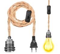 Supporto per lampada E27 con cavo, kit di sospensione in corda canapa supporto lampada a sospensione con presa e cavo da 1,8 m, lampada a sospensione per sala da pranzo, camera da letto, casa (senza