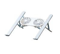 Supporto per laptop in lega di alluminio con doppia ventola, regolabile in altezza a 6 livelli, design pieghevole portatile per laptop da 13-21 pollici, raffreddamento con luce blu fredda, supporto