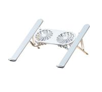 Supporto per laptop in lega di alluminio con doppia ventola, regolabile in altezza a 6 livelli, design pieghevole portatile per laptop da 13-21 pollici, raffreddamento con luce blu fredda, supporto